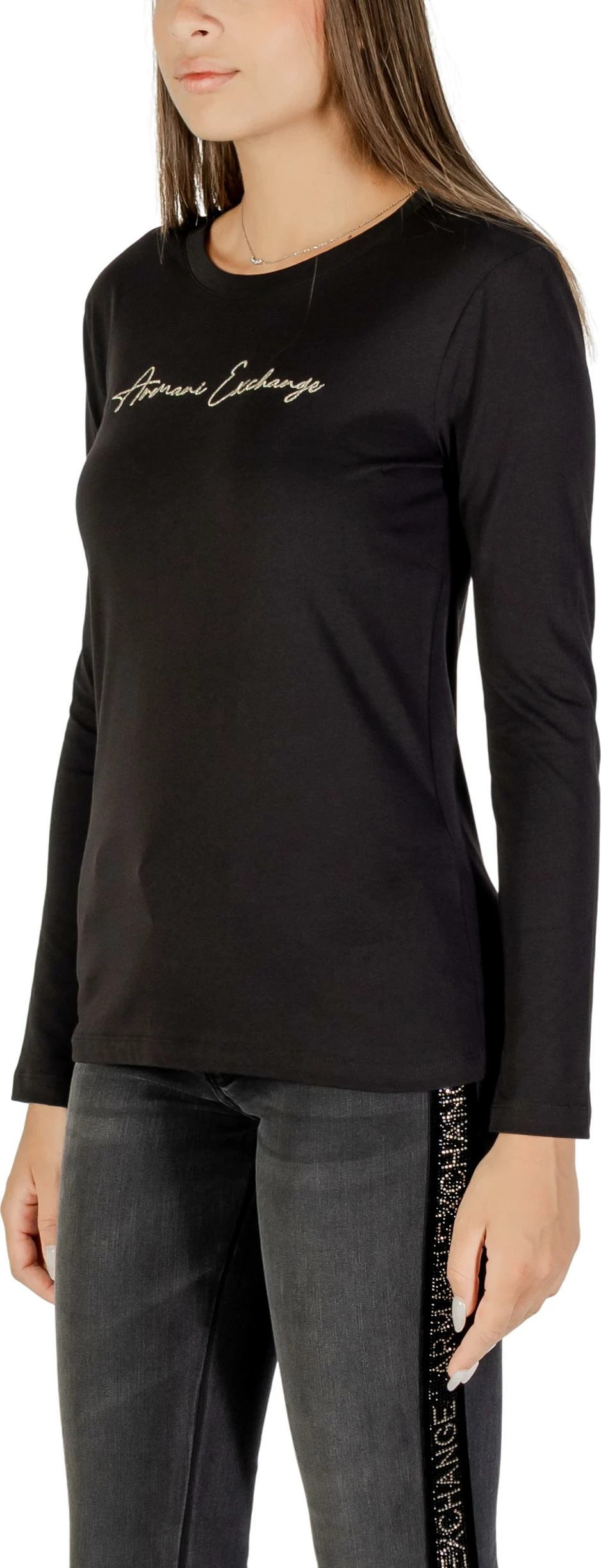 Maicë me mëngë të gjata për femra Armani Exchange XW001456 AF10356, e zezë-ari [Madhësia: XXL]