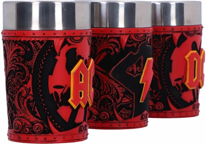 Set gotash shot Nemesis Now AC/DC Logo, 3 copë 50 ml, insert inox, e kuqe/zezë