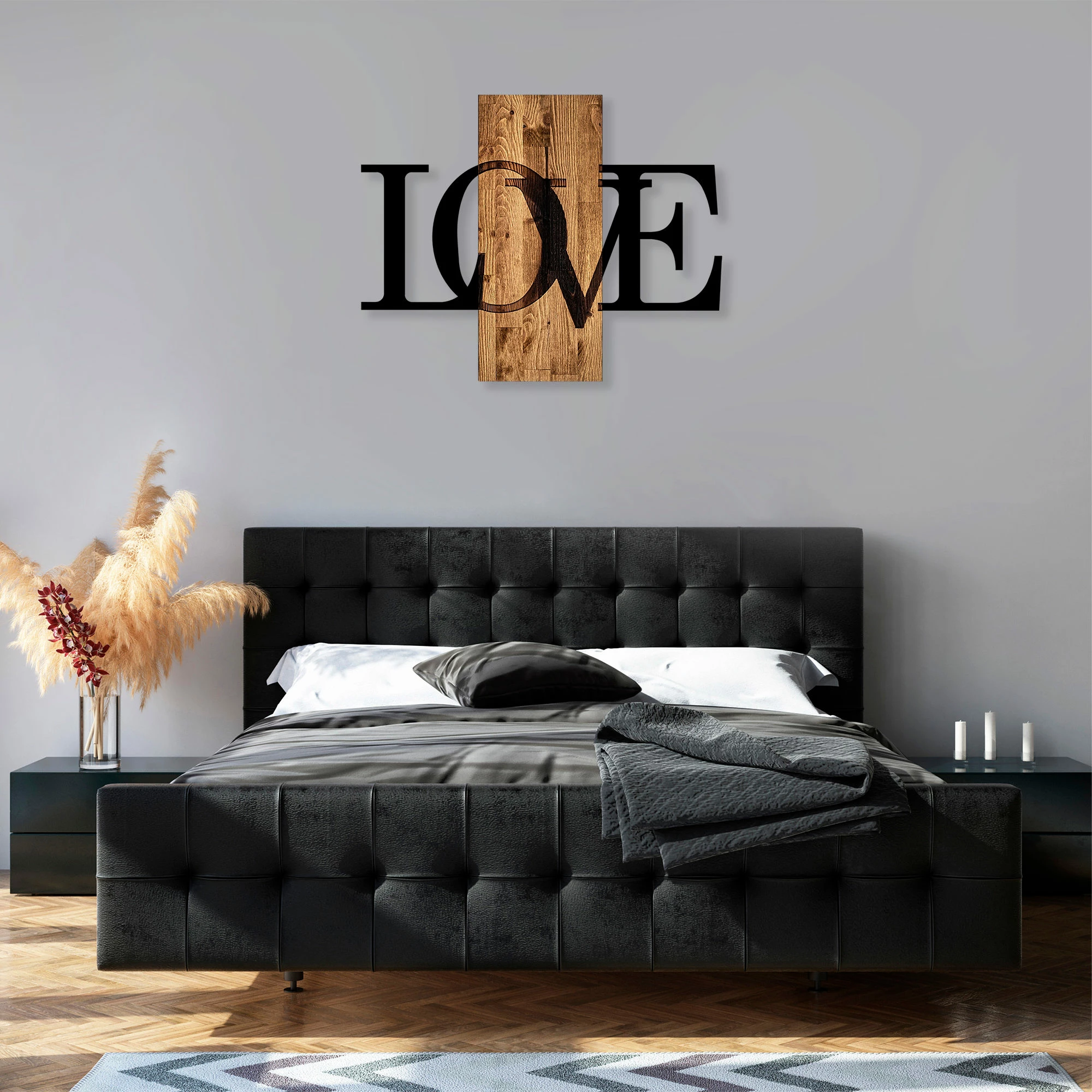 Aksesor dekorativ për mur, dru dhe metal, ngjyrë arre dhe e zezë, Wallity MA-303, 58x73cm