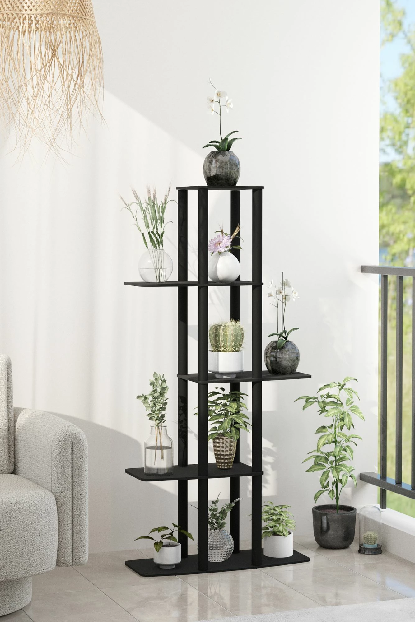 Stendë druri për lule, ngjyrë e zezë, Skye Decor, Gardenia