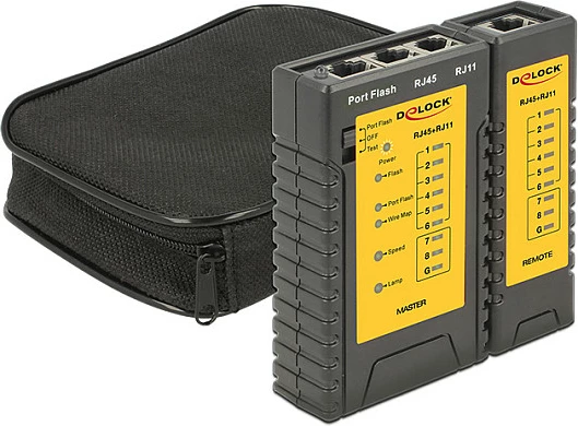 Tester kabllosh rrjeti DeLOCK 86407, RJ45/RJ12, portfinder, 9V, i zi