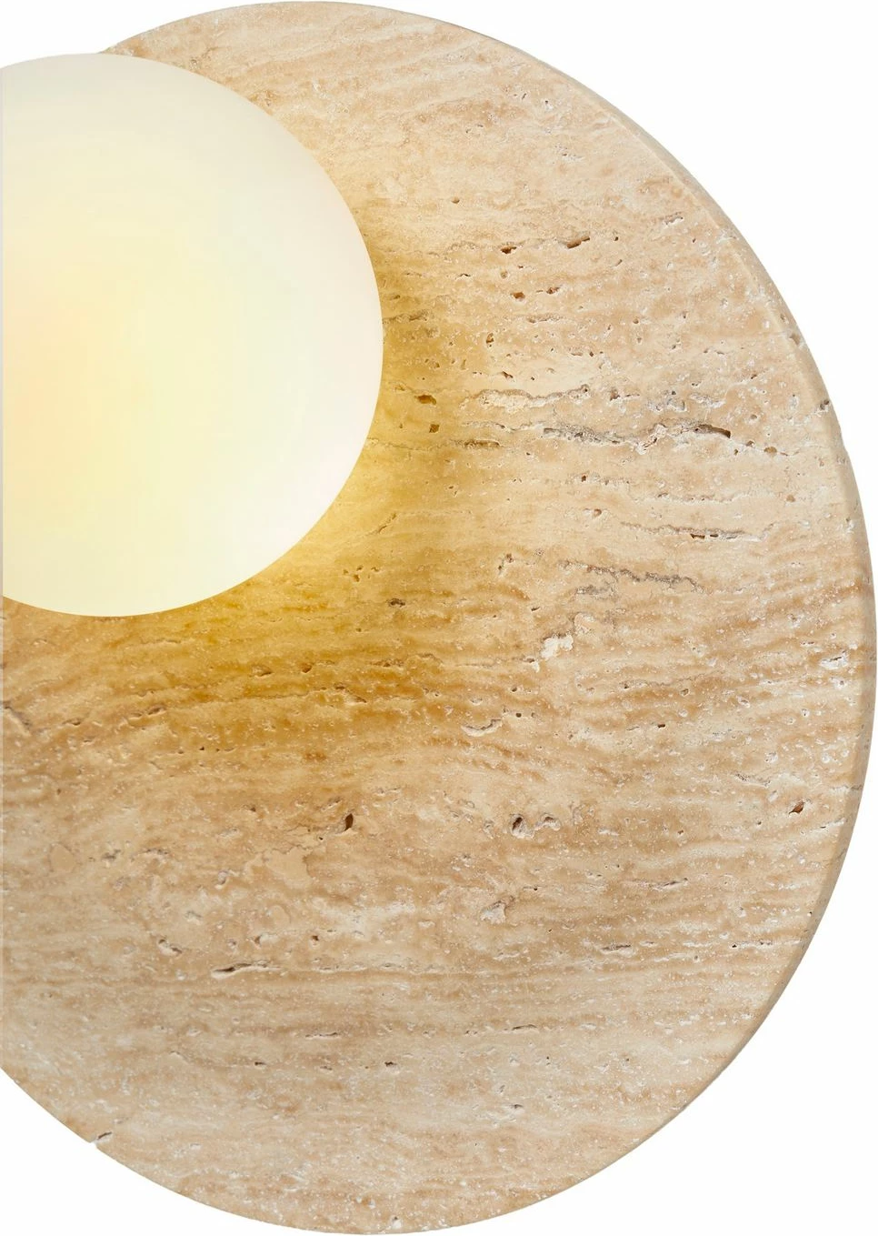 Llambë muri Opviq, pamje Tor-Look, trup travertini, kapak qelqi, bezhë/bardhë