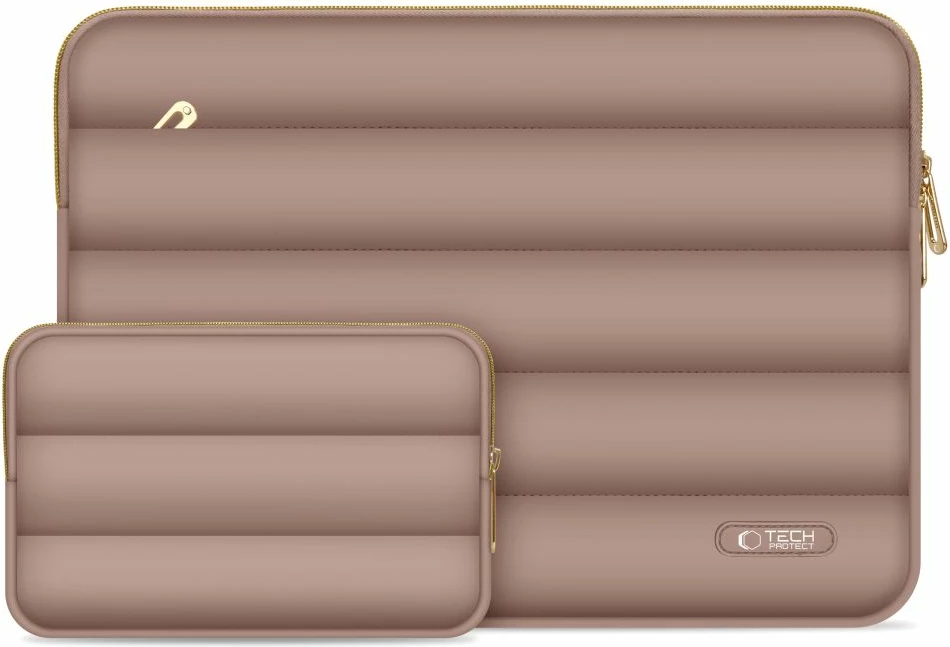 Kasë laptopi Tech-Protect Puffy 15-16", me çantë aksesorësh, Kafe