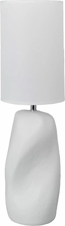 Llambë tavoline Serene, bazë prej guri, material tekstili, e bardhë, 18.2x18.2x64cm