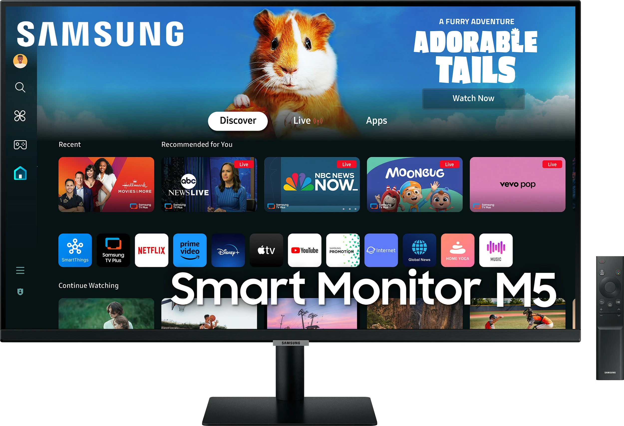 Monitor Samsung Smart Monitor M5 LS27DM500EUXDU, 27", Full HD, VA, 60 Hz, HDR, HDMI, USB-Hub, altoparlantë të integrum