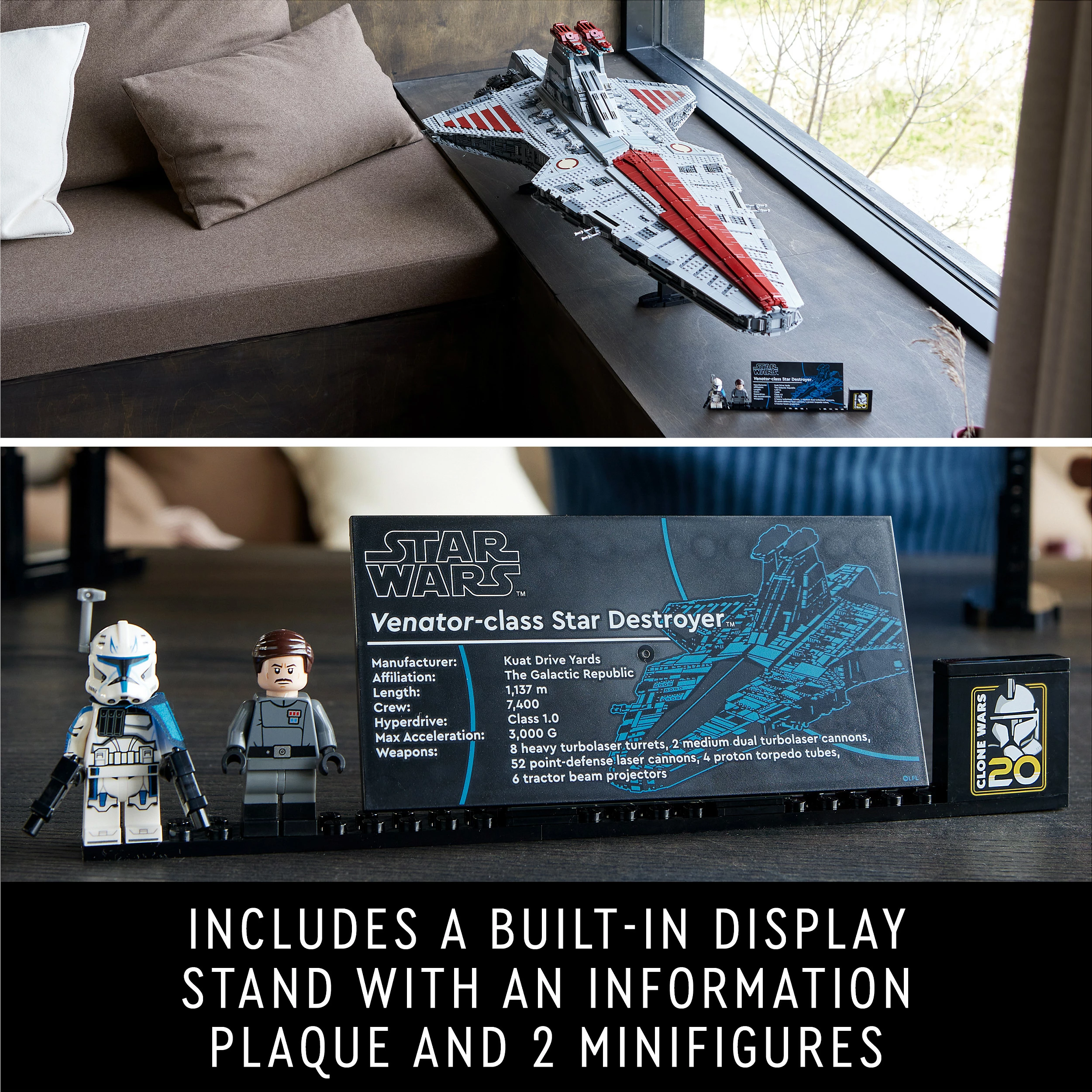 Set ndërtimi LEGO Star Wars Venator-Class Republic Attack Cruiser, 5374 pjesë, plastikë, shumëngjyrësh