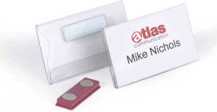 Badge magnetik Durable 40x75mm, PVC, transparent, 25 copë
