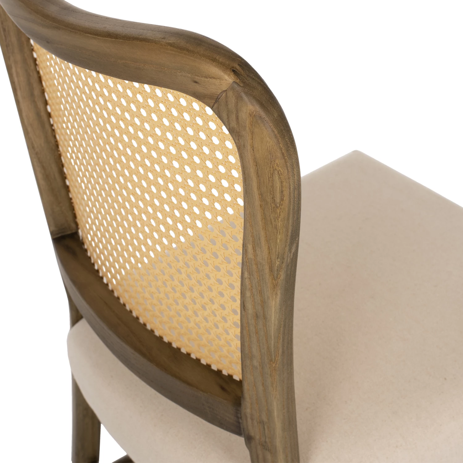 Karrige TOON dru, shpinë rattan, ulëse stof, FH9406.04, 47x52x91.5H cm