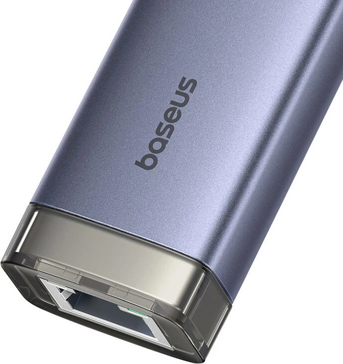 Hub Baseus UltraJoy 4in1, USB-A & USB-C në 3xUSB3.0 + USB-C + RJ45, Gri