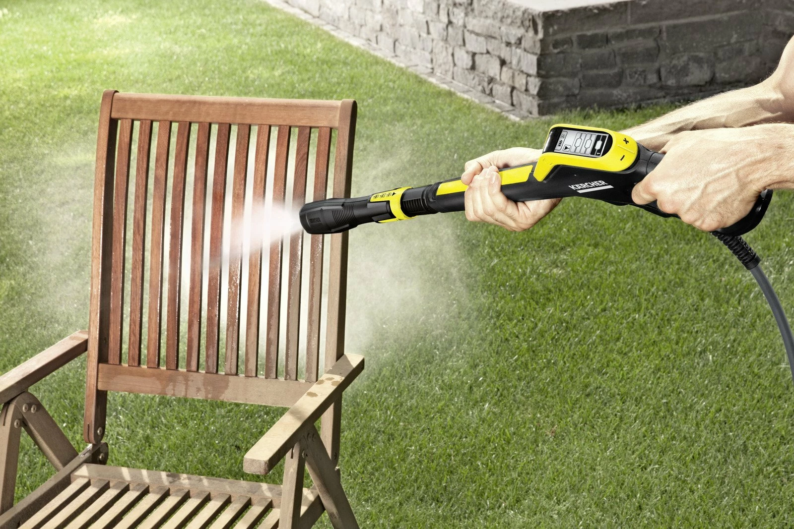 Aparat larës me presion Karcher K 5 Premium Smart Control Flex Home 1.324-735.0 145 bar 2.1 kW zorrë 10 m set Home T 5 + 1 L detergjent, verdhë/zi