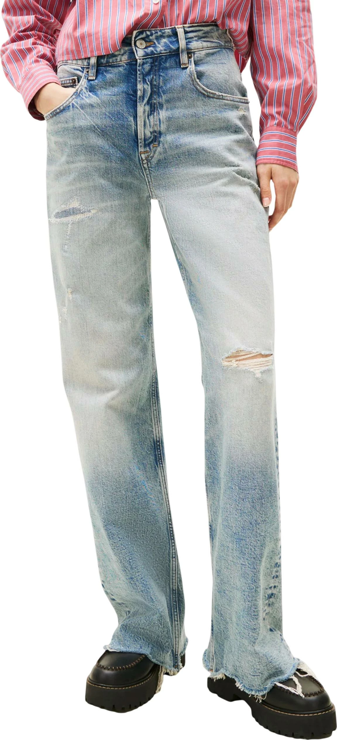 Xhinse bootcut për femra Tommy Hilfiger Jeans DW0DW22437, denim i çelët