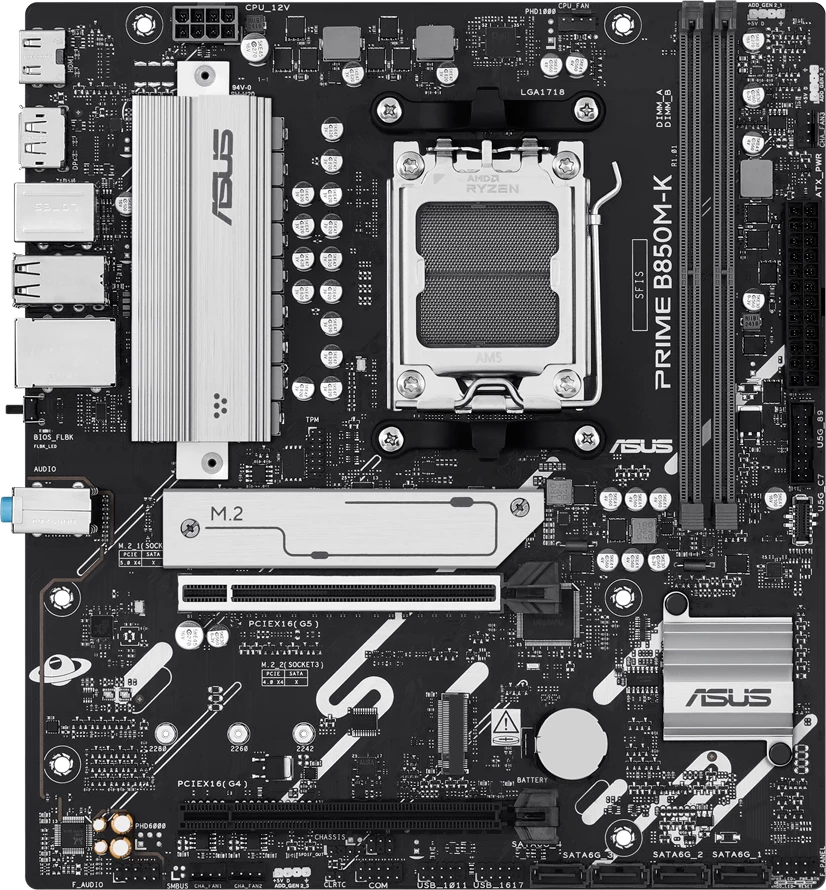 Pllakë amë ASUS PRIME B850M-K mATX AM5 DDR5 (deri 128GB, 2.5GbE, HDMI/DP)