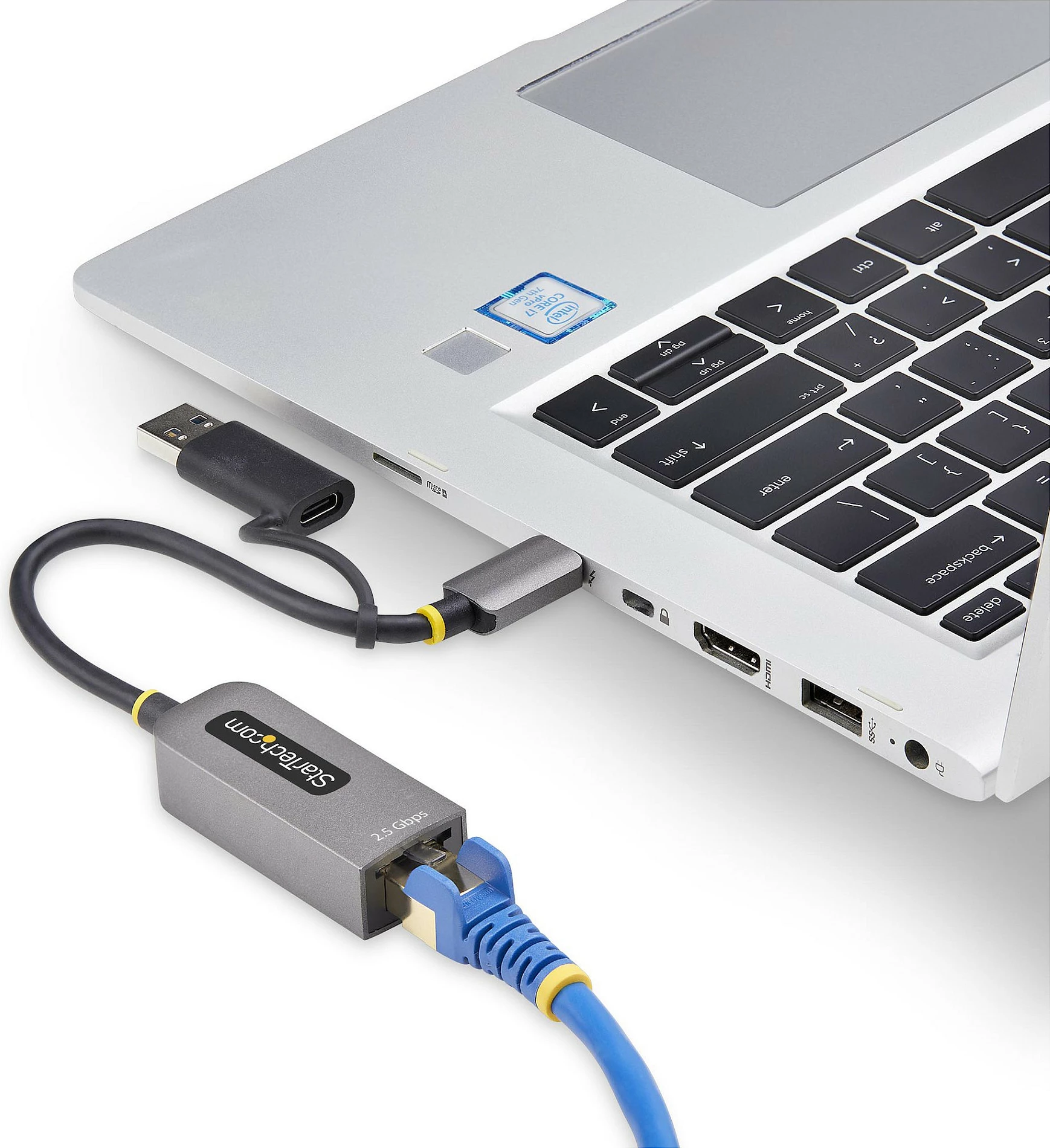 Adapter rrjeti StarTech USB-C në Ethernet 2.5GbE, Realtek RTL8156BG, me konvertues USB-A, 15cm, gri
