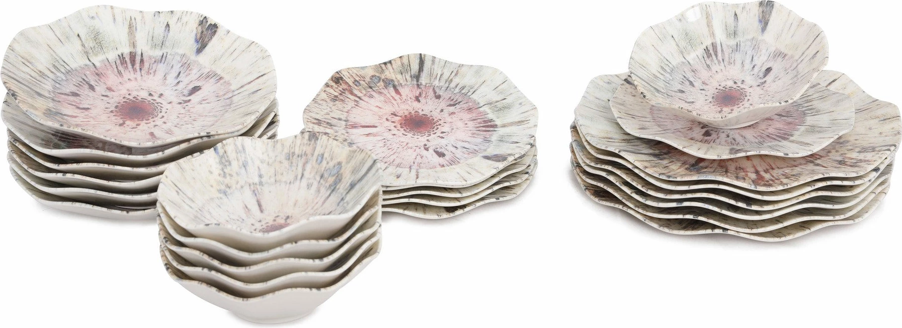 Set enësh për drekë, porcelan, shumëngjyrësh, 24 copë, Hermia, GBSNES24Y41001159