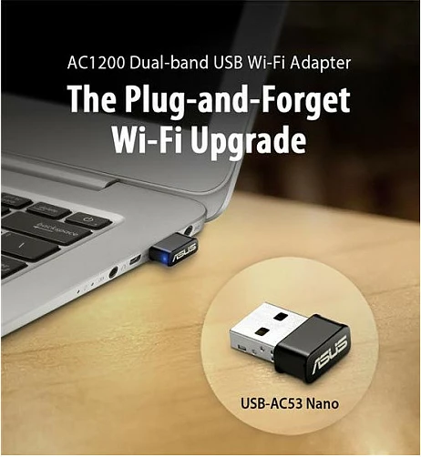 Adapter Wi-Fi ASUS USB-AC53 Nano, USB, Wi-Fi 5, 867 Mbps, i zi