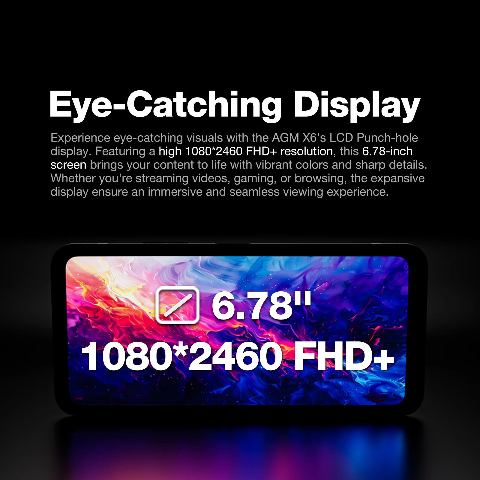 Celular AGM X6 Phantom 5G 8GB/128GB Dual SIM Android 14 6.78\" FHD+ kamerë 50MP Dual AI, i zi