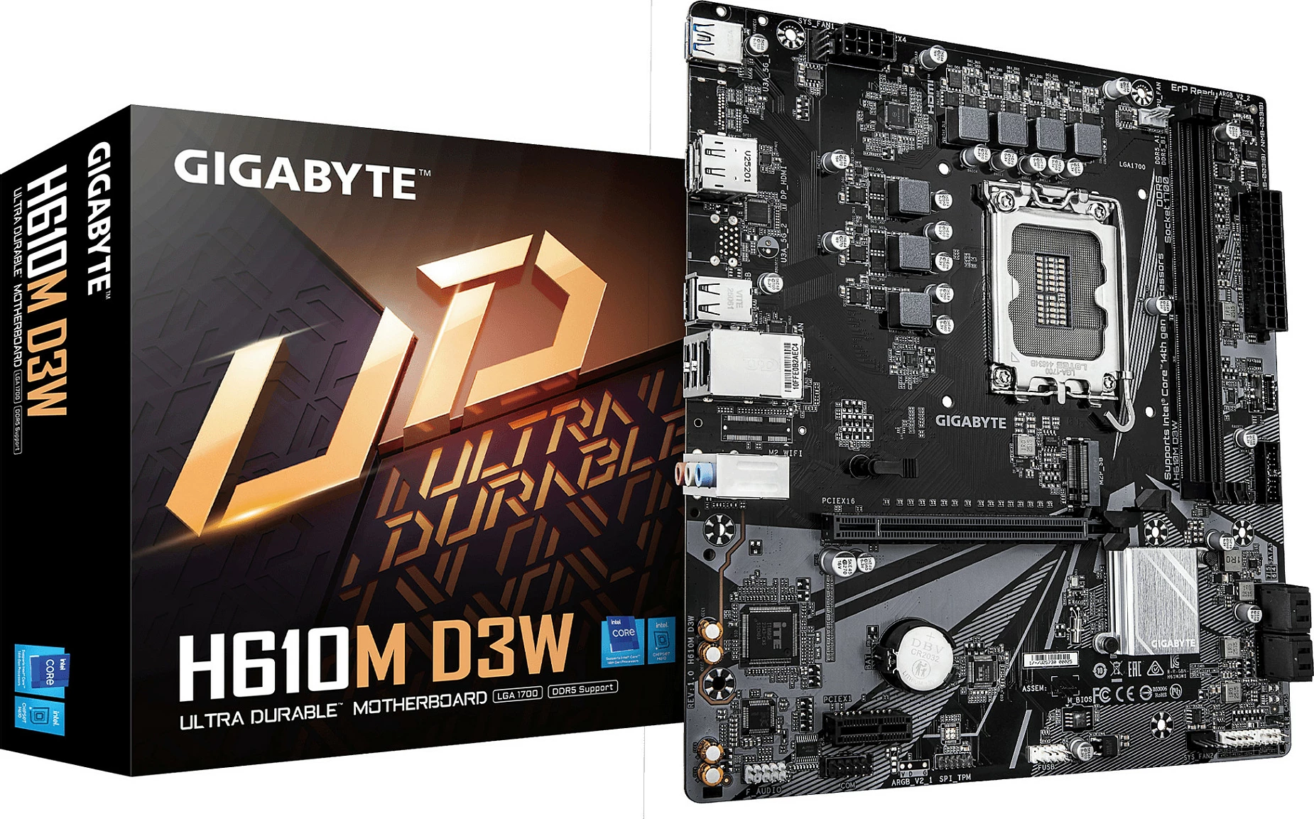 Pllakë amë Gigabyte H610M D3W, LGA 1700, DDR5 deri 5600MHz, micro ATX
