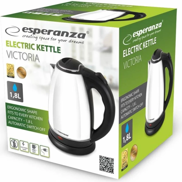 Çajnik elektrik Esperanza Victoria EKK113W, i bardhë