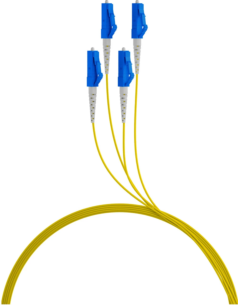 Kabllo fibër optike EFB Elektronik U-DQ(ZN)BH OS2, 4x LC-LC, 10m, LSZH, e zezë/verdhe/kaltër