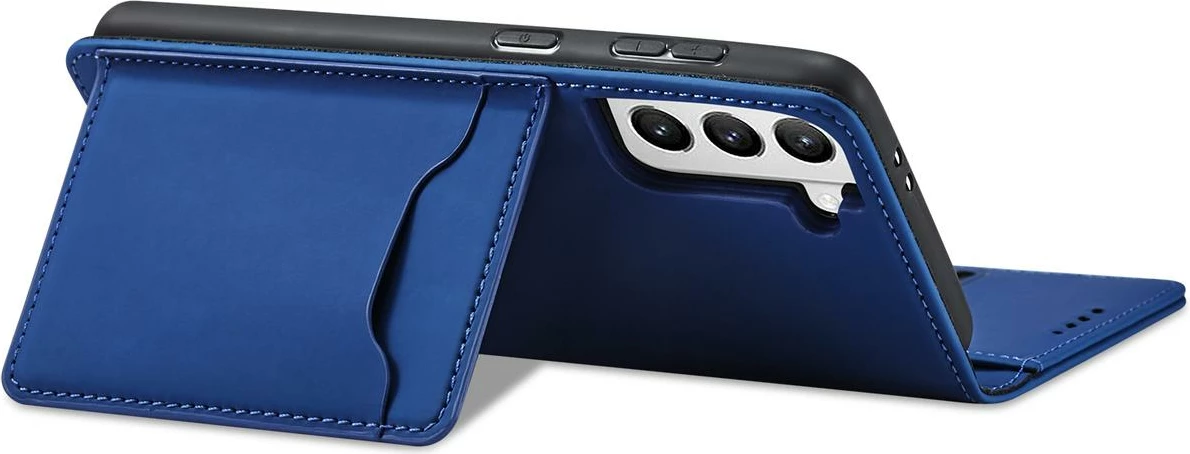 Mbështjellës Hurtel Magnet Card Case për Samsung Galaxy S22+, me kapak, portofol, stand, Blu