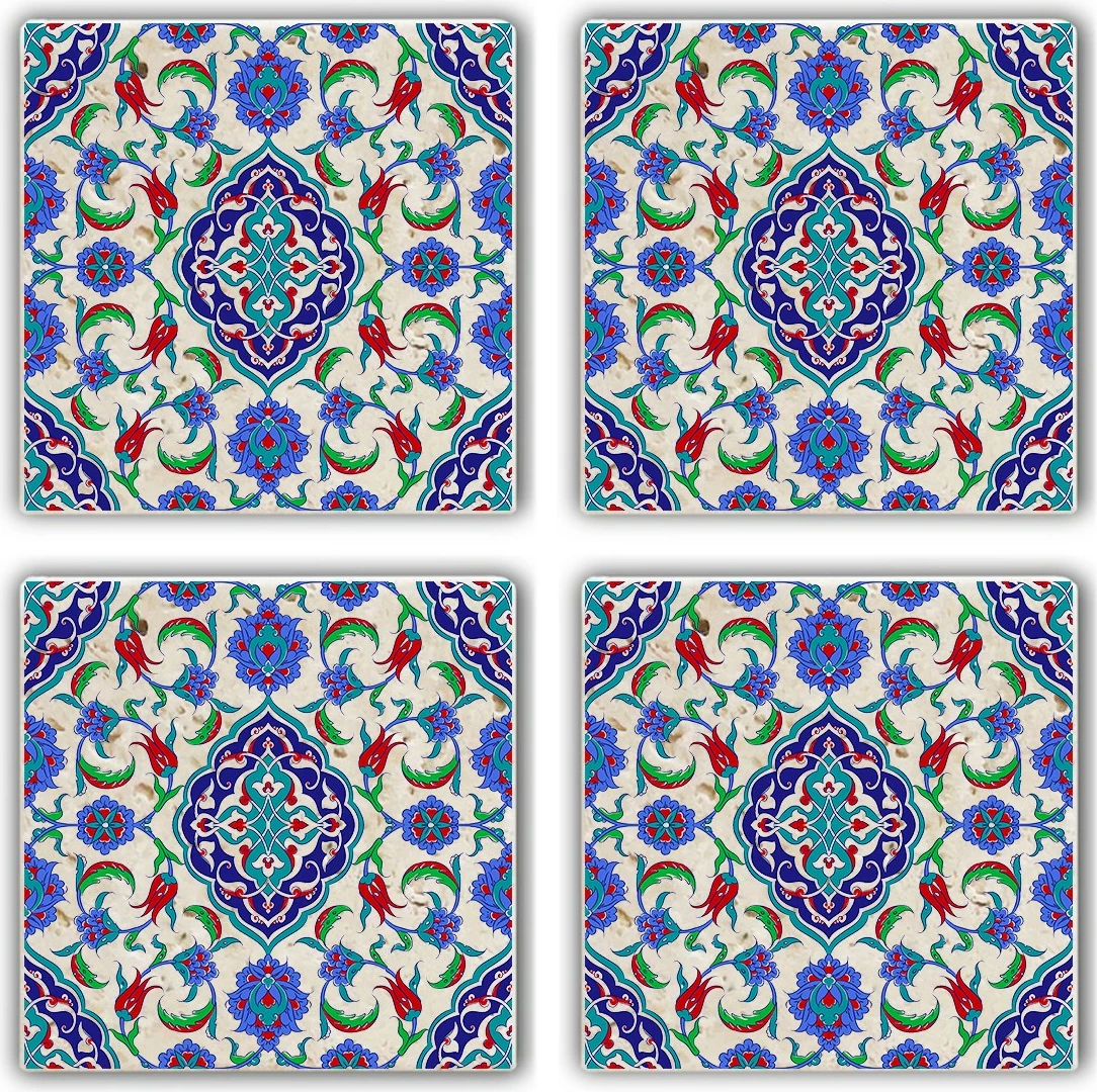 Set 4 copë mbrojtëse guri natyral për gota, shumëngjyrëshe, Hermia, TAB5406663464