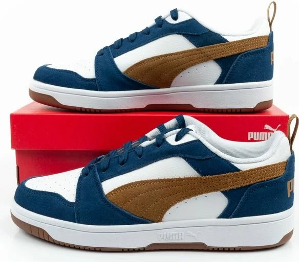Atlete për meshkuj Puma Rebound v6, të bardha/navy/kafe