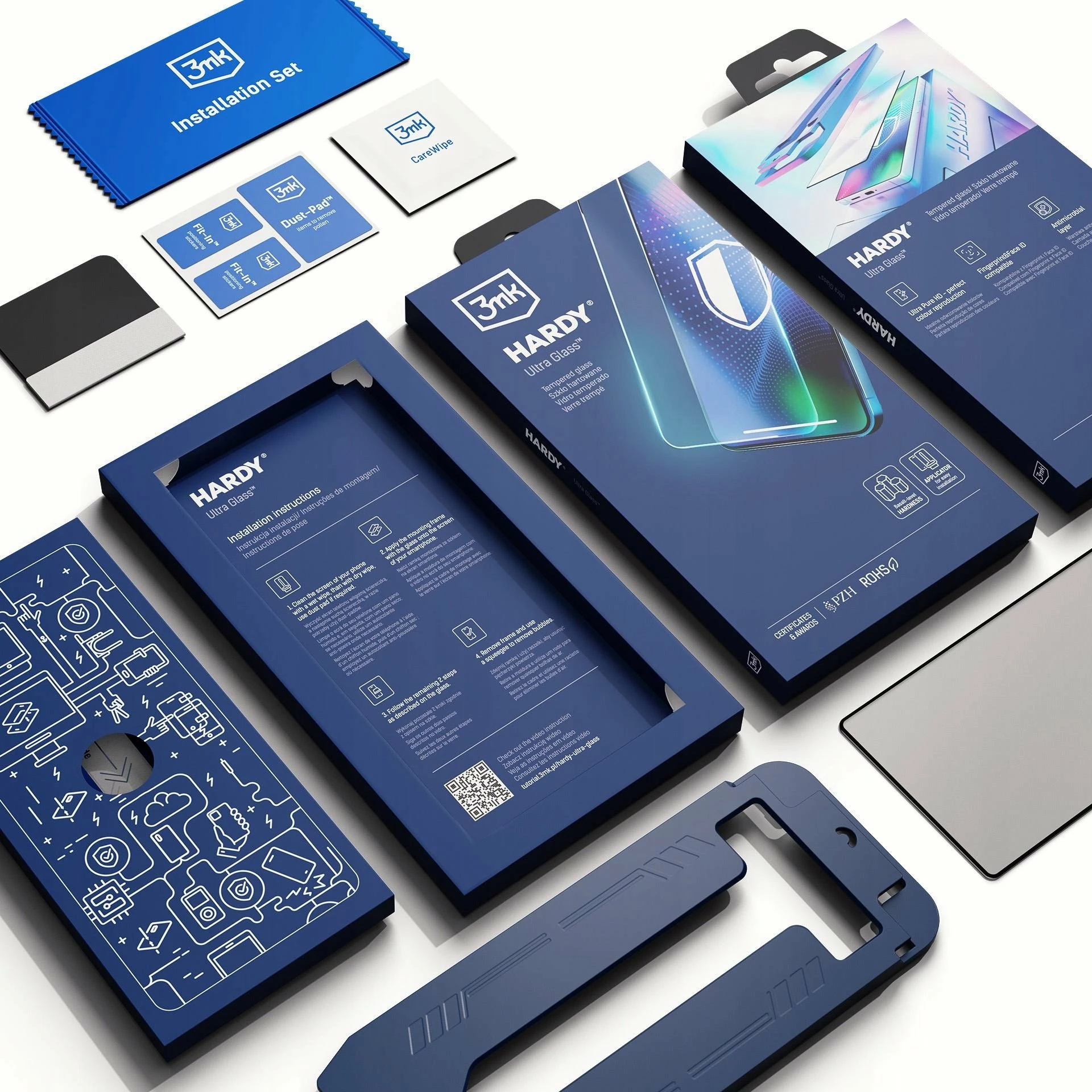 Xham i kalitur mbrojtës për ekran 3MK HARDY® Ultra Glass™ për Apple iPhone 16E, 9H, me aplikator (set)