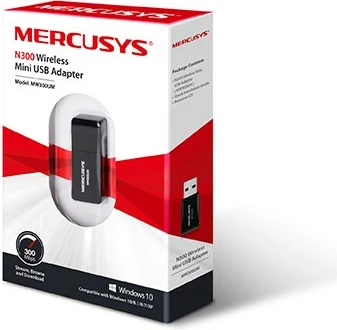 Kartë rrjeti WiFi USB TP-LINK Mercusys MW300UM, 300Mb/s, e zezë