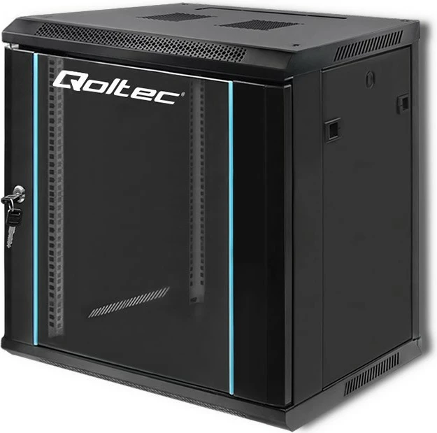 Kasë RACK Qoltec 19-inç, 12U, 600x635x450 mm, e zezë, montim në mur