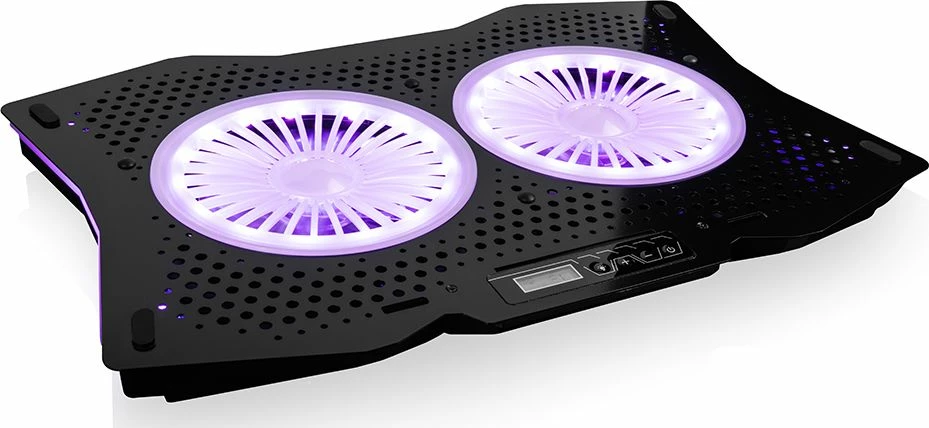 Mbajtëse ftohëse për laptop Modecom MC-CF18 RGB, për deri 18\", 2x115mm, 2x USB 2.0, e zezë