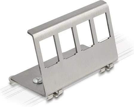 Mbajtëse metalike Keystone DeLOCK, 4-port, për shinë DIN, inox