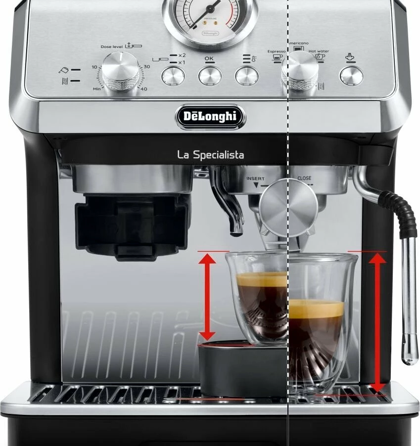 Makinë espresso DeLonghi La Specialista Arte EC9155.MB, 1.7L, 1400W, 15 bar, me mulli të integrum dhe shkop avulli, zi/argjend
