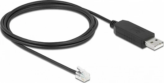 Kabllo adapter DeLOCK USB Type-A në Serial RS-232 RJ9/RJ10, 2m, ESD, e zezë