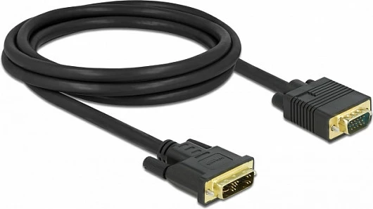 Kabllo DeLOCK DVI 12+5 në VGA (D-Sub), 2 m, e zezë