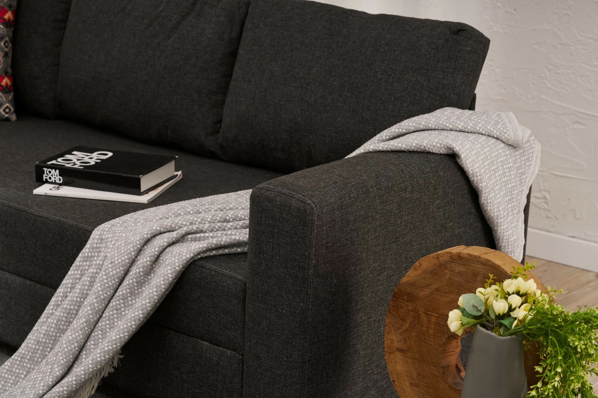 Divan-krevat treshe, Atelier del Sofa, Aly, ngjyrë antracit