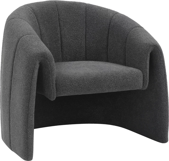 Fotel Fassy, pëlhurë bouclé, ngjyrë qymyr, 80x66x80cm