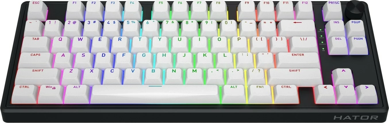 Tastierë mekanike Hator Skyfall 80 Wireless, RGB, 75%, bardhë-zi