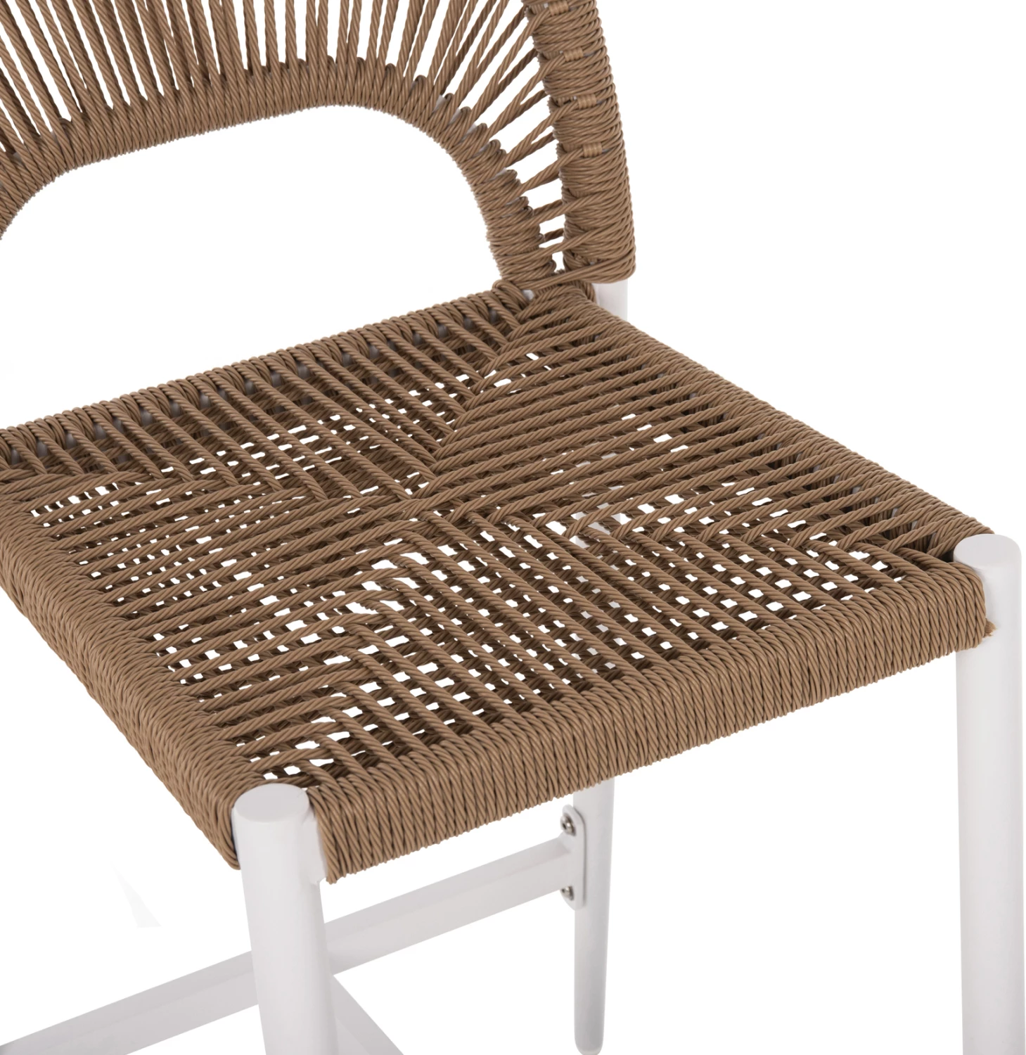 Karrige për bar, lartësi mesatare, FH5920.01, alumin i bardhë me ratan sintetik bezhë, 46x58x95H cm