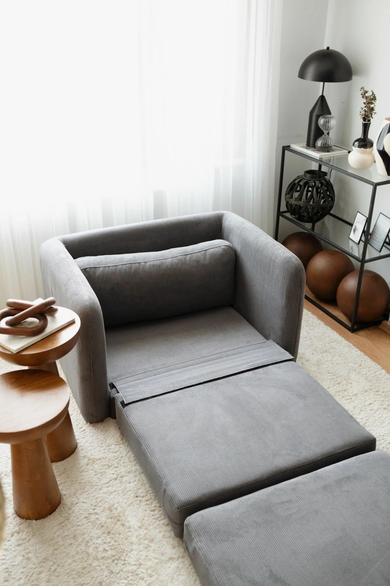 Krevat-kolltuk një vendësh, Atelier del Sofa, Nest, ngjyrë gri
