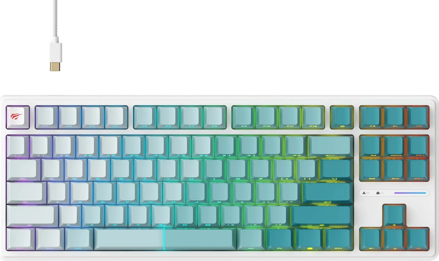 Tastierë Havit KB901L -  USB, e bardhë/gjelbër