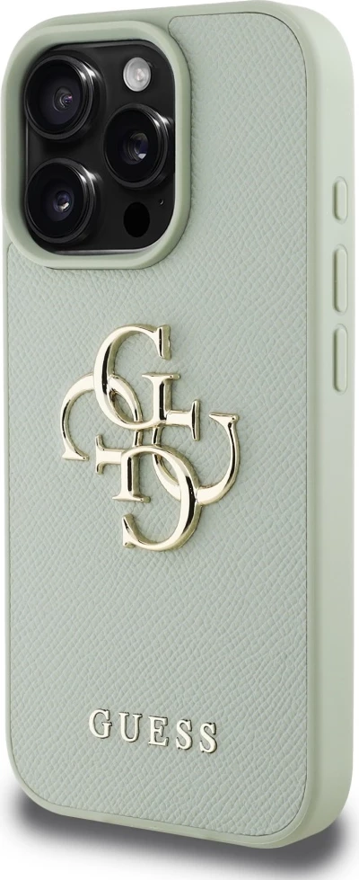 Mbështjellës Guess Grained Big 4G Logo Small Classic Logo për iPhone 16 Pro Max, Gjelbër