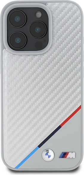 Mbështjellës BMW M Carbon Tricolor Line MagSafe për iPhone 16 Pro, Gri