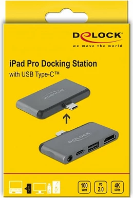 Docking station mini DeLOCK për iPad Pro, USB-C, HDMI 4K 60Hz, PD 100W, gri