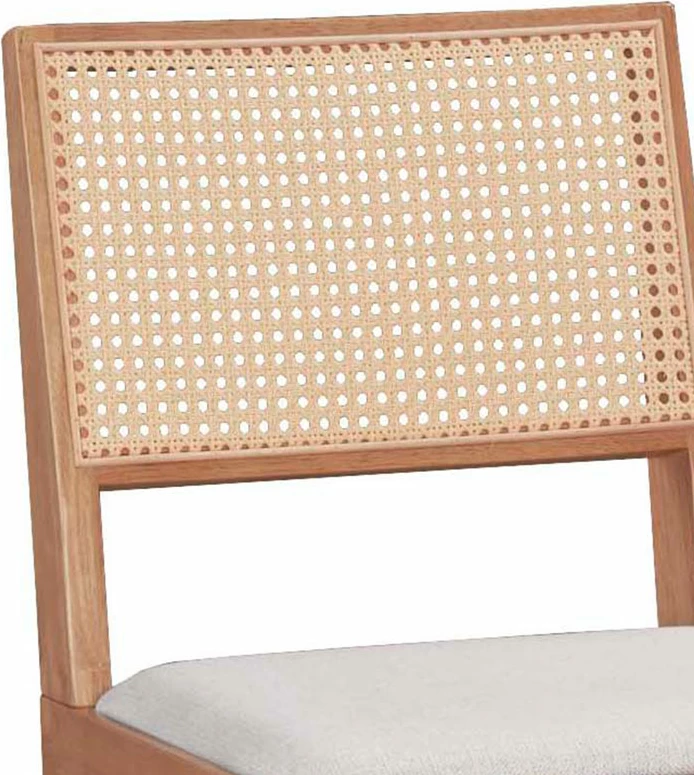 Karrige Winslow, dru kauçuku, ngjyrë arre të lehtë, ratan PVC natyral, pëlhurë gri, set prej 2 copë