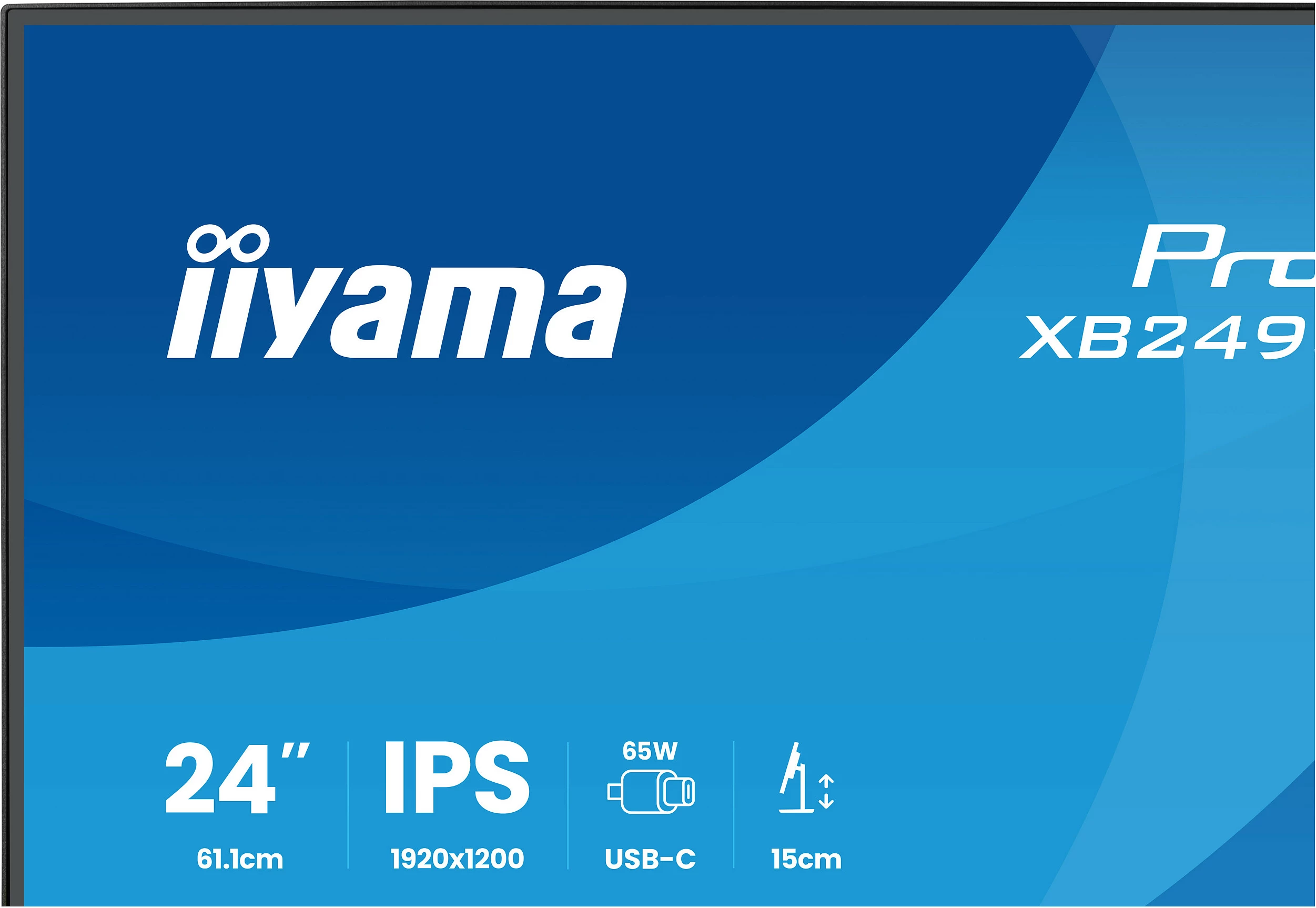 Monitor iiyama ProLite XB2495WSC-B1, 24.1" WUXGA IPS, 100Hz, USB-C 65W, Pivot, i zi