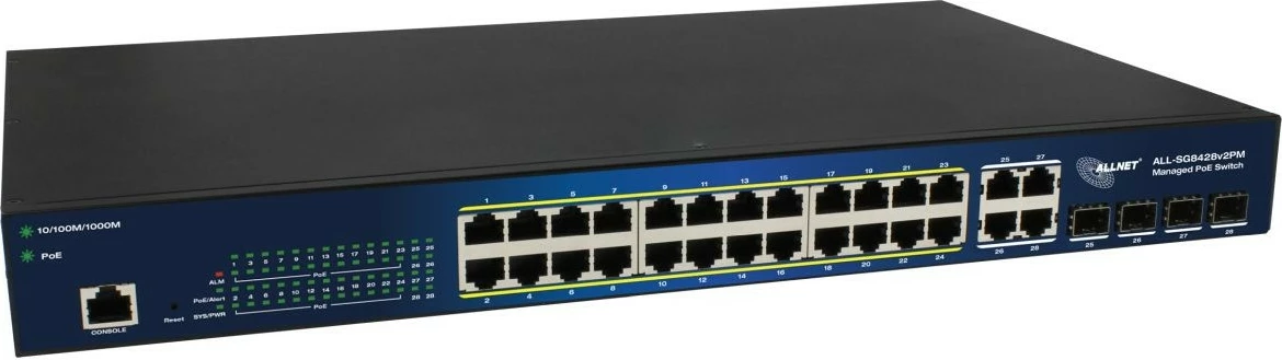 Switch ALLNET ALL-SG8428V2PM, Managed, L2, Gigabit Ethernet, PoE, Rack mounting