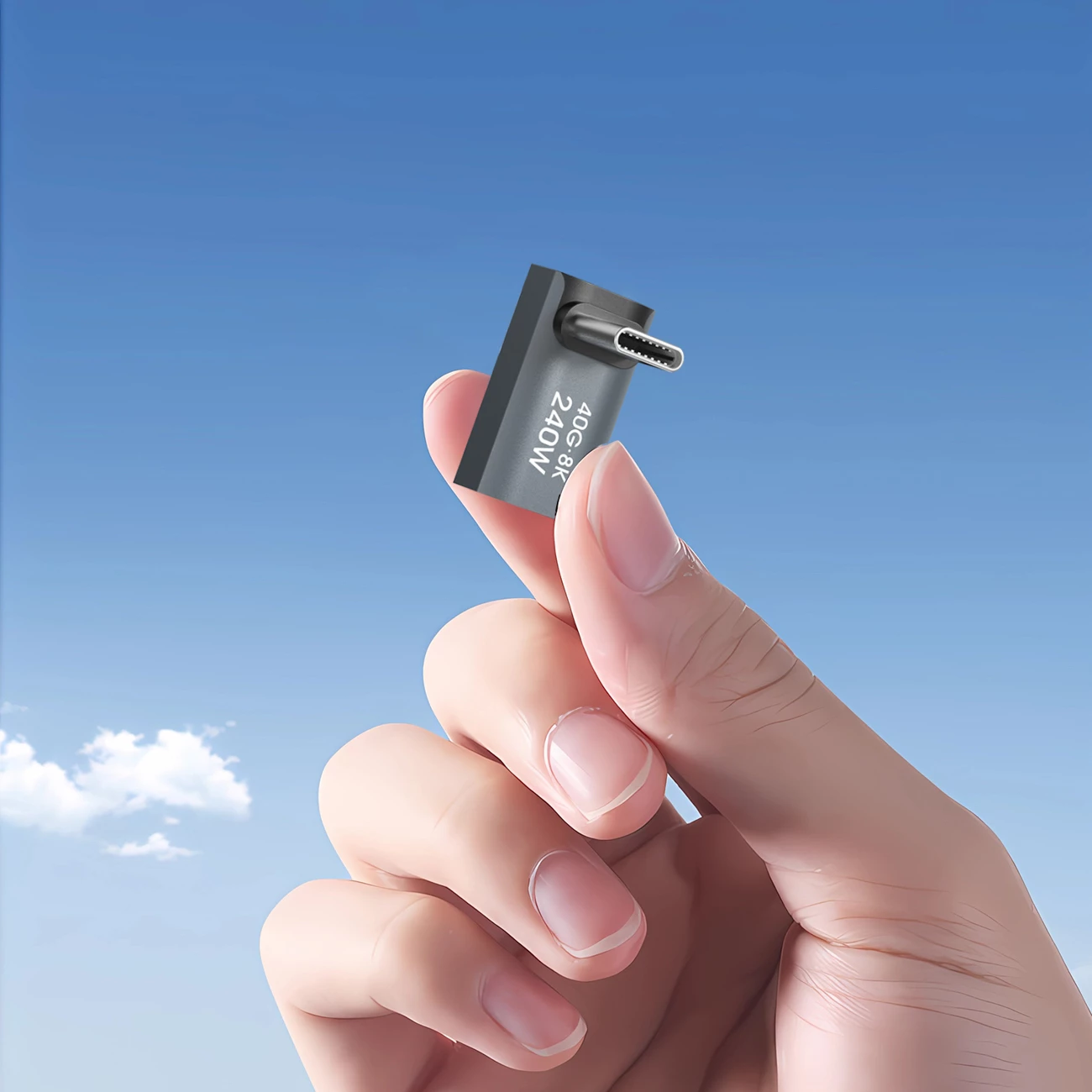 Adapter i kënduar USB-C në USB-C, Wozinsky WPKF-01, Thunderbolt 4 40Gb/s, PD 240W, 8K 60Hz, OTG, gri