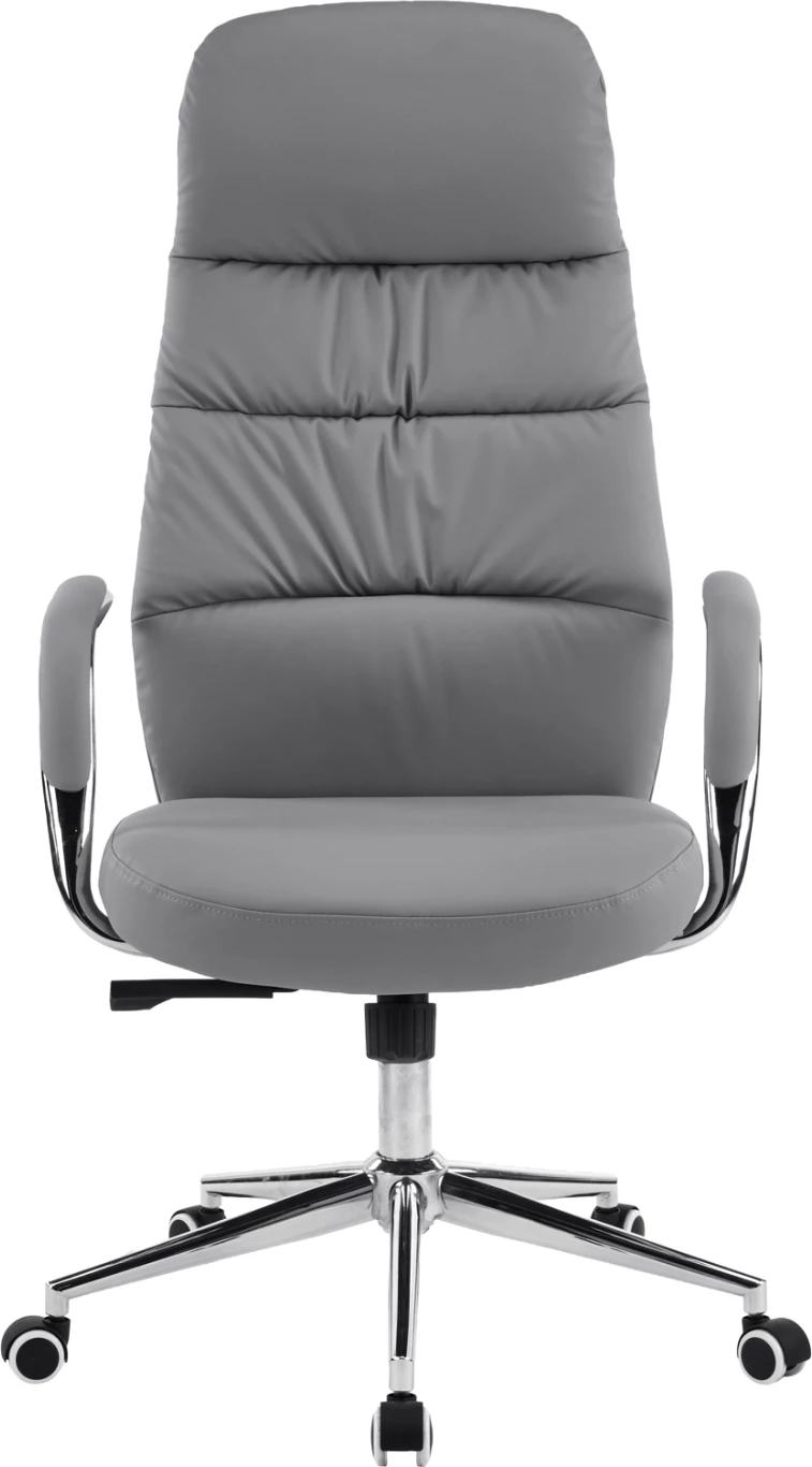 Karrige zyre TEETER, lëkurë sintetike gri, bazë kromi, 67x66x121cm