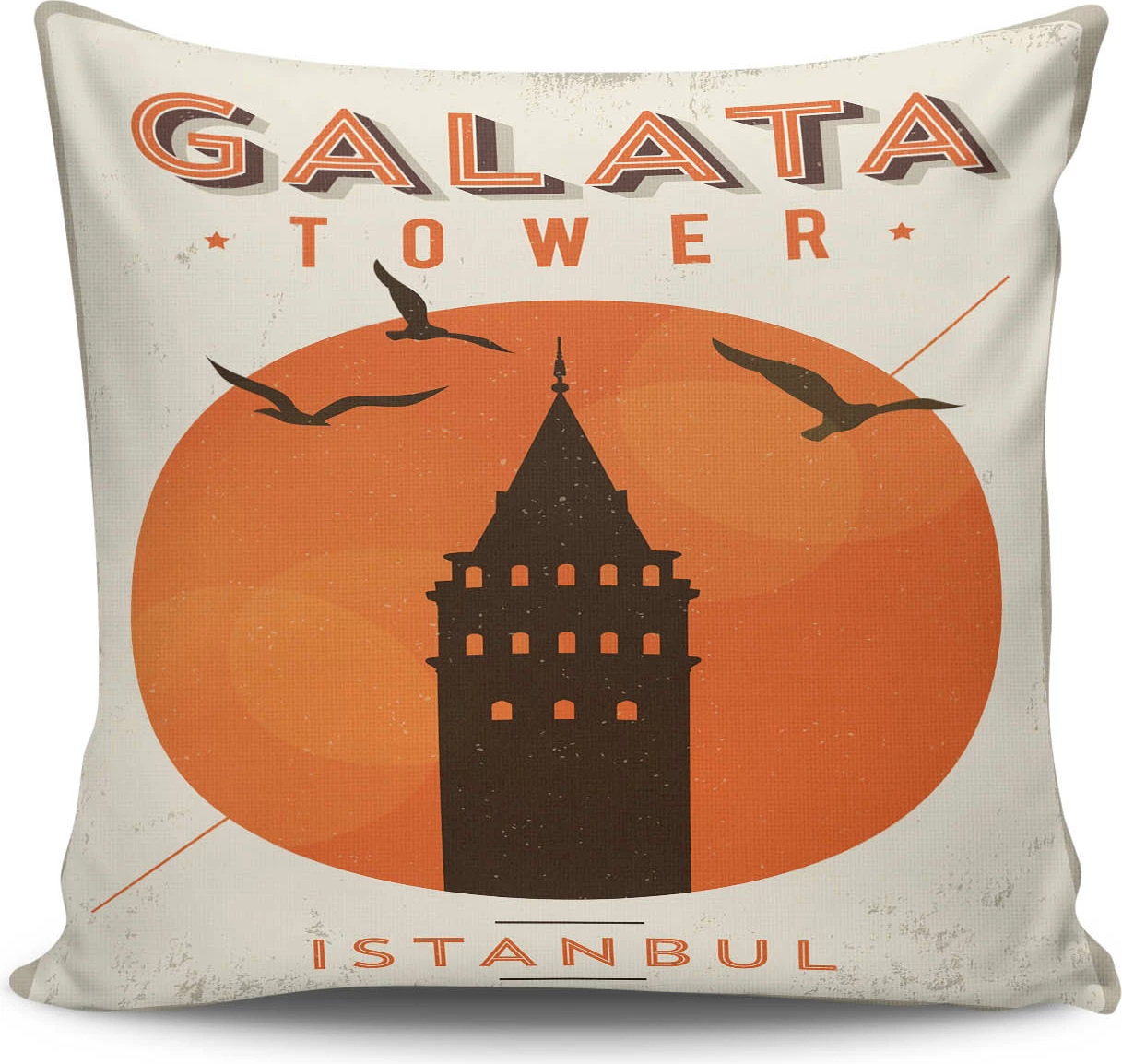 Jastëk dekorativ Galata Tower, shumëngjyrësh, NKRLNT-020, 43x43cm