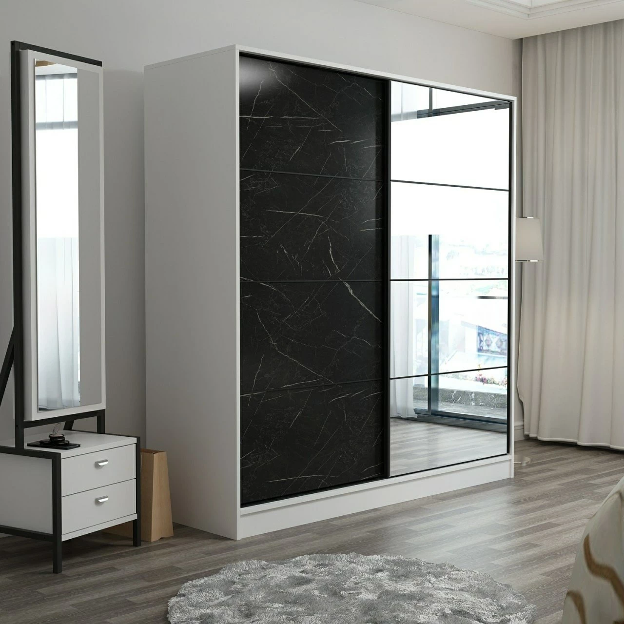 Dollap Skye Decor, i bardhë dhe i zi, Kale - 3164